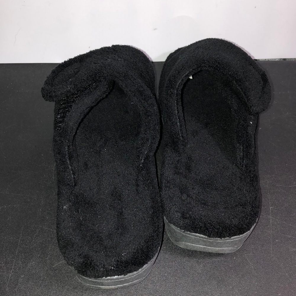 VIONIC TERRY CLOTH SLIPPERS BLACK LADIES SIZE 9 - Picture 4 of 6